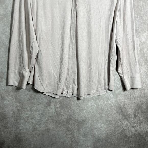 Chico's Shirt Women Size 2 US Large Pink Microsuede Long Sleeve Button Casual - Picture 3 of 9